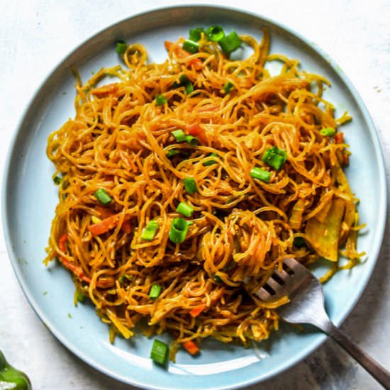 Gluten Free+Vegan Singapore Noodles - Recipe photo by OffTheWheatenPath