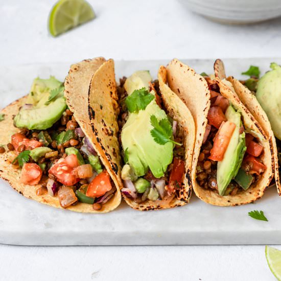 Vegan Lentil Tacos - Recipe photo by ShortGirlTallOrder