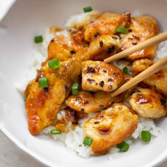 asian-style honey chicken - Recipe photo by saltandlavender