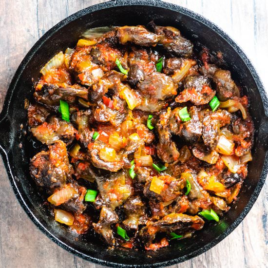 Peppered Gizzard - Recipe photo by lowcarbafrica