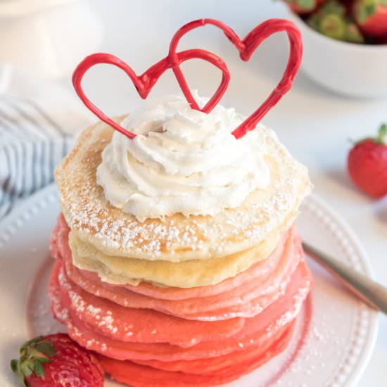 Pink Ombre Pancakes - Recipe photo by confessionsofparenting
