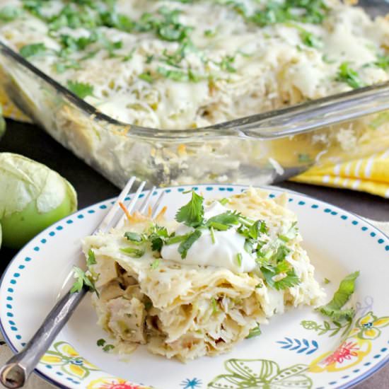 Salsa Verde Chicken Enchilada Stack - Recipe photo by EricasRecipes