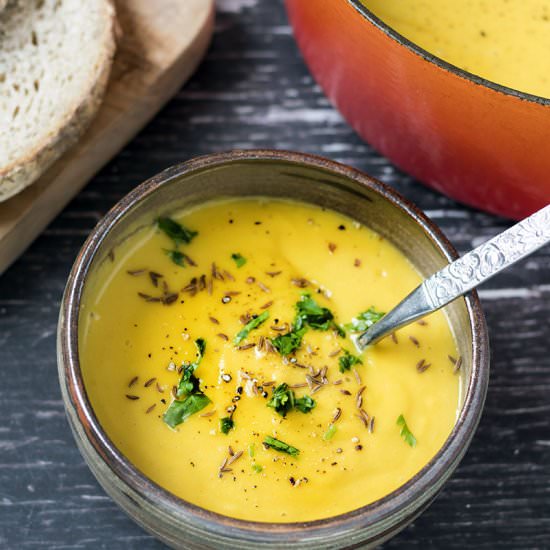 Root vegetable soup - Recipe photo by Mandy Sneaky Veg
