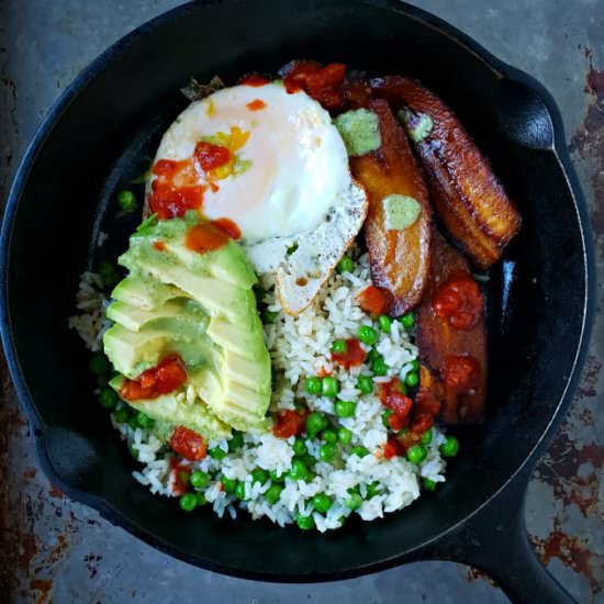 Rice With Plantains, Fried Egg - Recipe photo by mangotomato