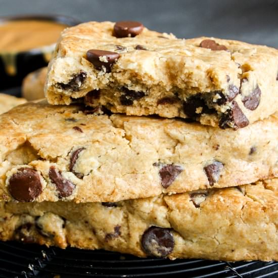 Peanut Butter Chocolate Chip Scones - Recipe photo by The Desserted Girl