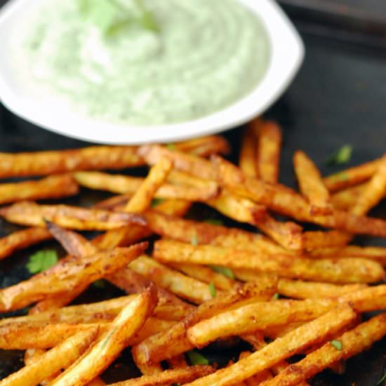 CURRY FRIES WITH MINT YOGURT Sauce - Recipe photo by aducksoven