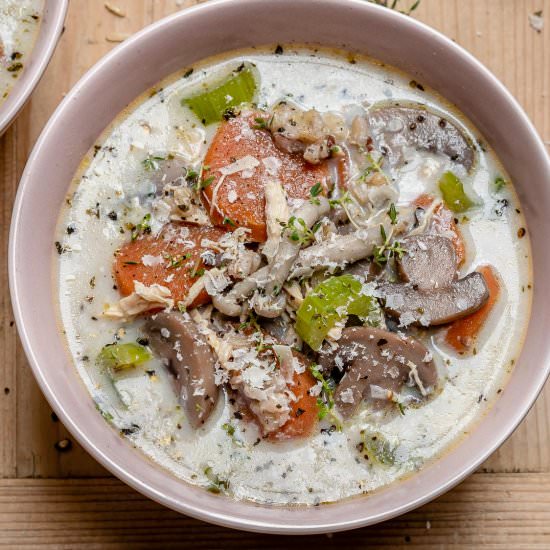 CHICKEN MUSHROOM AND WILD RICE SOUP - Recipe photo by healthyfitnessmeals