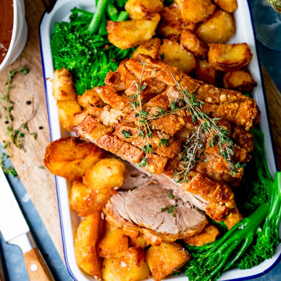 Roast Pork with Crackling - Recipe photo by KitchenSanctuary