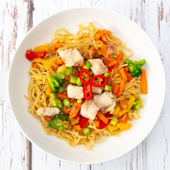 Alaska Pollock Stir Fry and Noodles - Recipe photo by Searchingforspice
