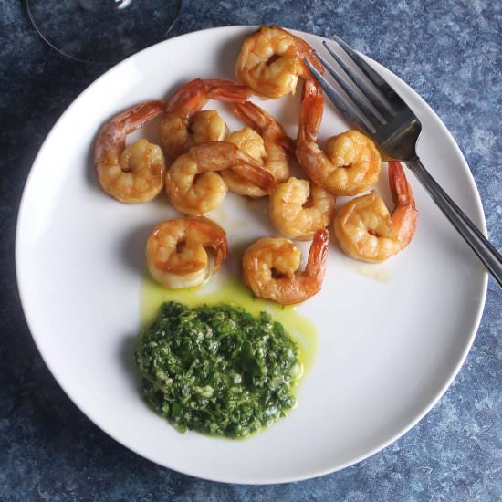 Shrimp with Cilantro Dipping Sauce - Recipe photo by Cooking Chat