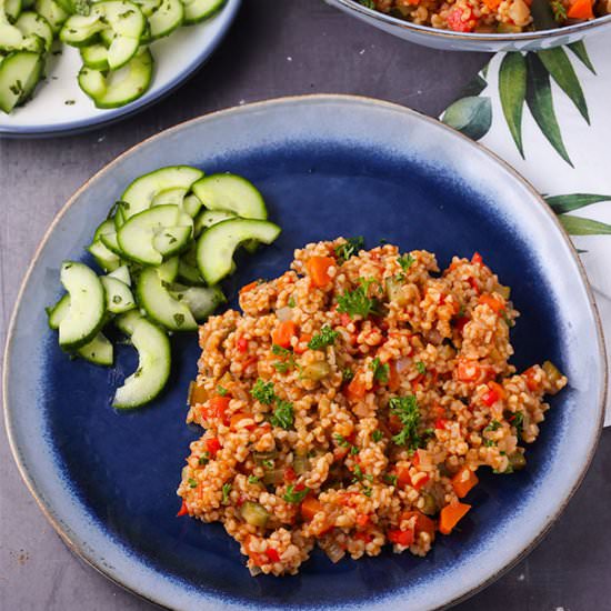 Bulgur with vegetables - Recipe photo by veganwithgusto