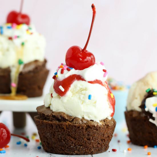 Brownie Cup Sundaes - Recipe photo by SimplyMadeRecipes
