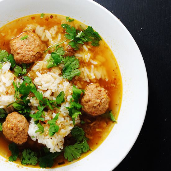Thai rice soup - Recipe photo by white plate blank slate