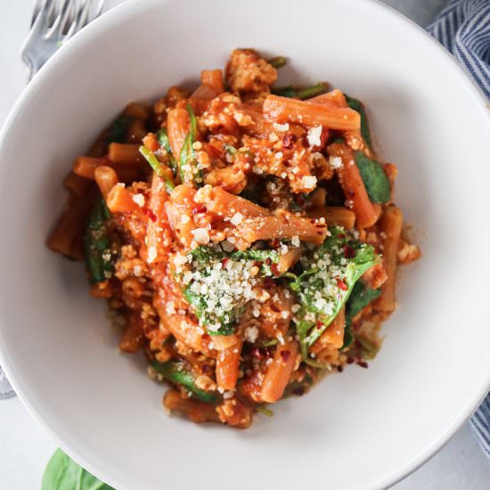 5 Ingredient Red Lentil Penne - Recipe photo by tippsinthekitch