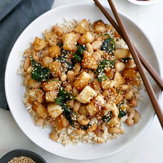 Turnip Stir Fry with White Beans - Recipe photo by its_a_vegworld_afterall