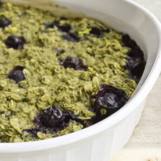 Matcha & Blueberry Baked Oats - Recipe photo by Healthy Delish