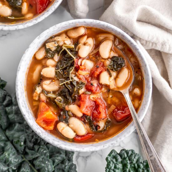 White Bean Kale Tomato Soup - Recipe photo by EatPlantily