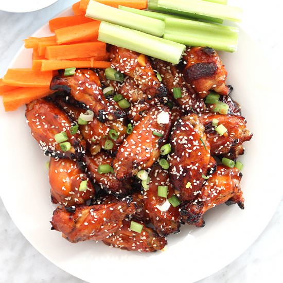 Chicken Wings w/ Honey and Sriracha - Recipe photo by SlowThe CookDown