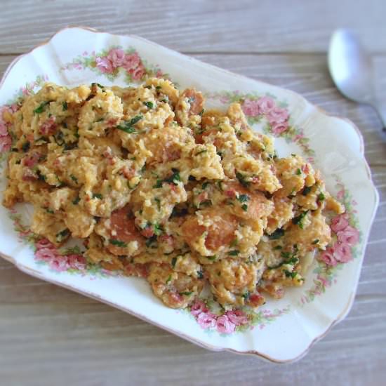 Migas with Portuguese chouriço - Recipe photo by Food From Portugal