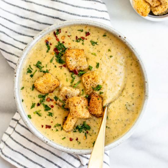 Vegan Broccoli Cheddar Soup - Recipe photo by eatwithclarity