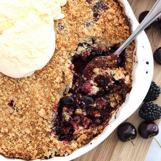 Blackberry and Cherry Crumble - Recipe photo by SlowThe CookDown