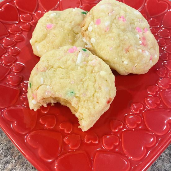 Valentines Funfetti Cookies - Recipe photo by Freshlyhomecooked