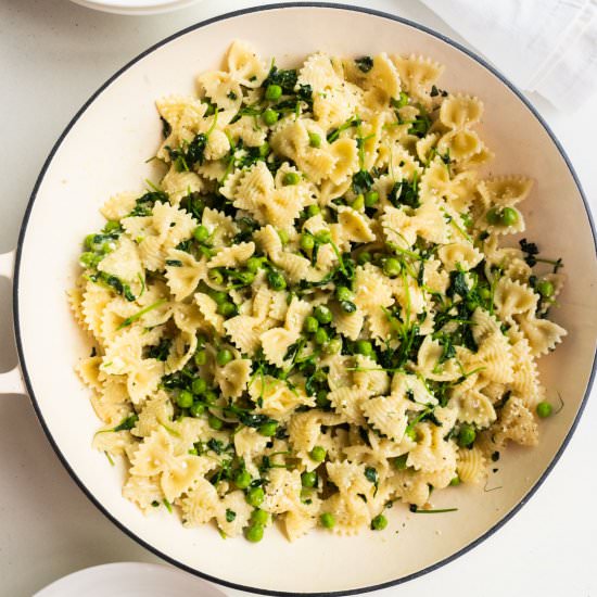 Pea Shoots Pasta - Recipe photo by pamelaz