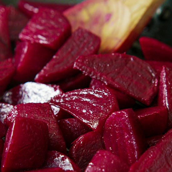 Hot Vinegar Pan-Fried Beets - Recipe photo by Candy Jar Chronicles