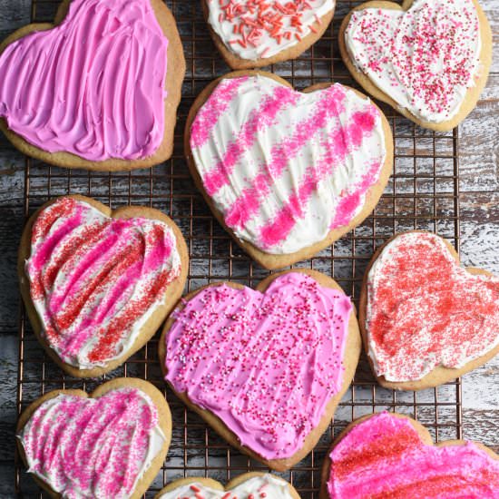 Frosted Heart Shapes Sugar Cookies - Recipe photo by Theperksofbeingus