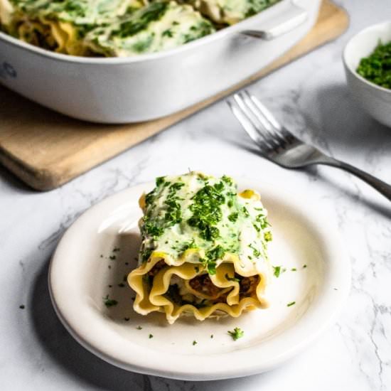 Vegan White Lasagna Rolls - Recipe photo by PlantPowerCouple