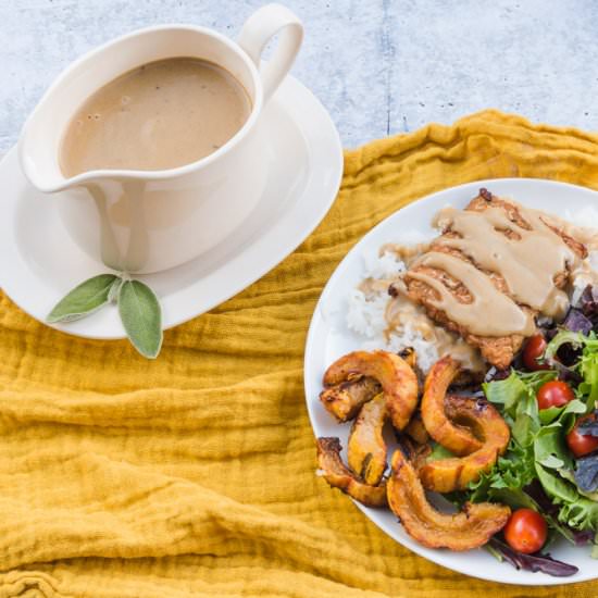 Plant Based Sage White Gravy - Recipe photo by cleanfooddirtygirl