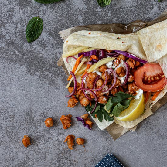 Chickpea Shawarma with Mint Labneh - Recipe photo by olivesintheoven