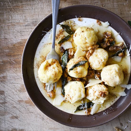 Gnudi with browned butter - Recipe photo by servingdumplings