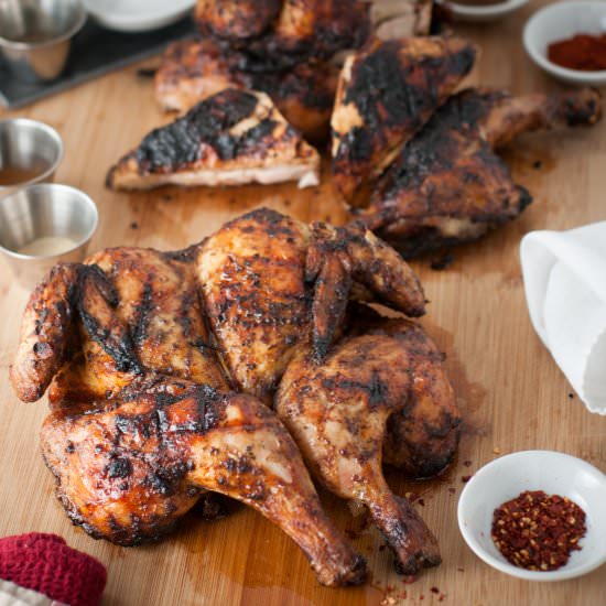 Grilled spatchcock jerk chicken - Recipe photo by photosandfood