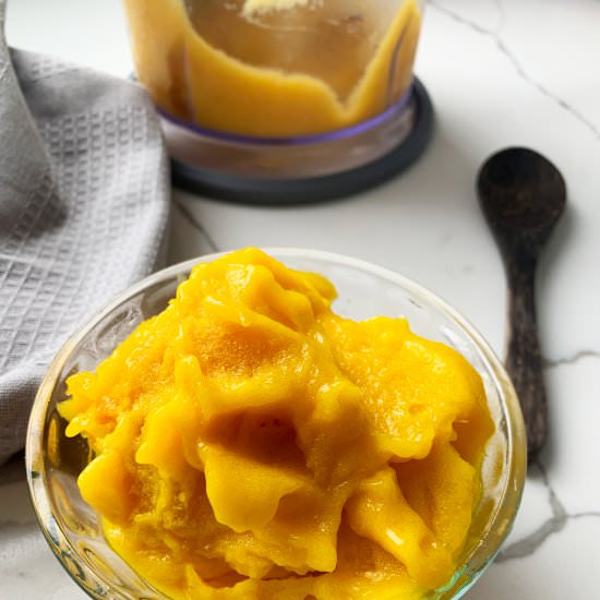 Mango Sorbet – 1 Ingredient Only! - Recipe photo by Plant Based Folk