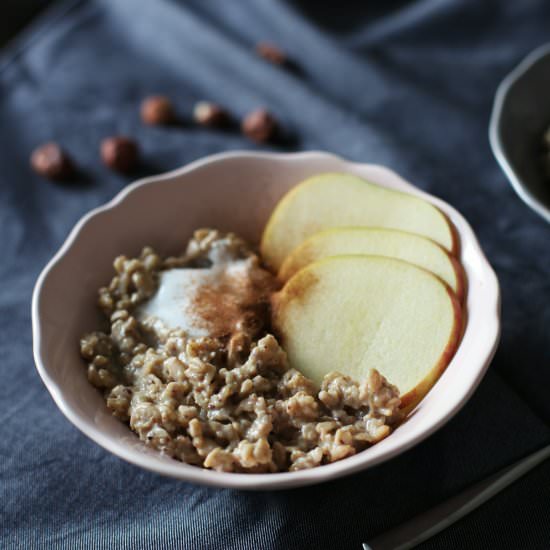 Creamy Hazelnut Oatmeal Porridge - Recipe photo by Culinary postcards