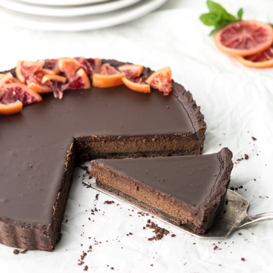 baked triple chocolate tart - Recipe photo by withspice