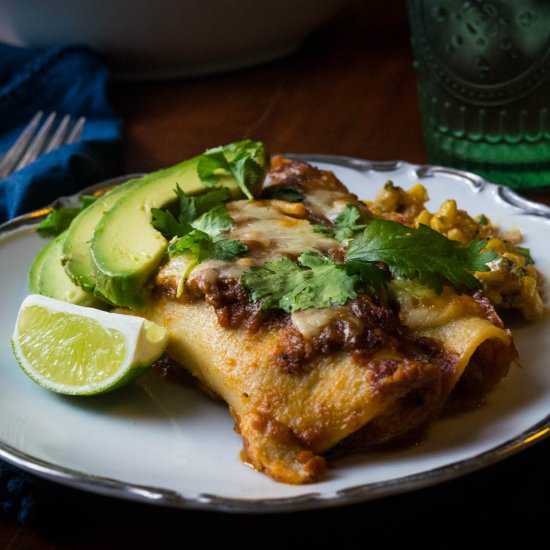 Crockpot Shredded Beef Enchiladas - Recipe photo by JawnsICooked