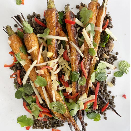 Salad of Roasted Carrots and Lentil - Recipe photo by lisal