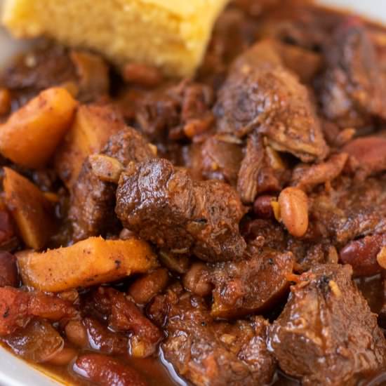 Chunky Beef Crockpot Chili - Recipe photo by winealittlecookalot