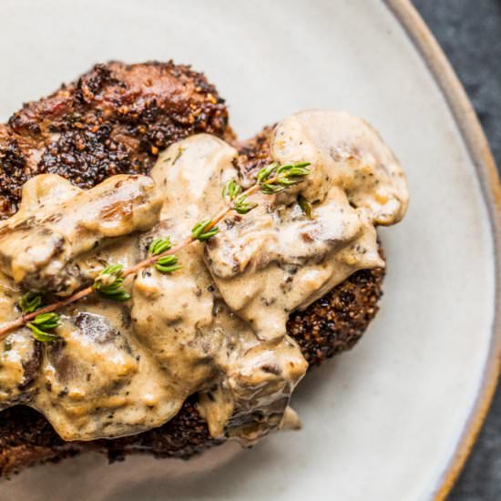 Cast Iron Pepper Crusted Steak - Recipe photo by erhardtseat