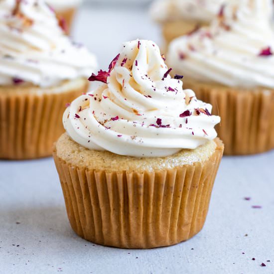 Vegan Cardamom Rose Cupcakes - Recipe photo by ShortGirlTallOrder