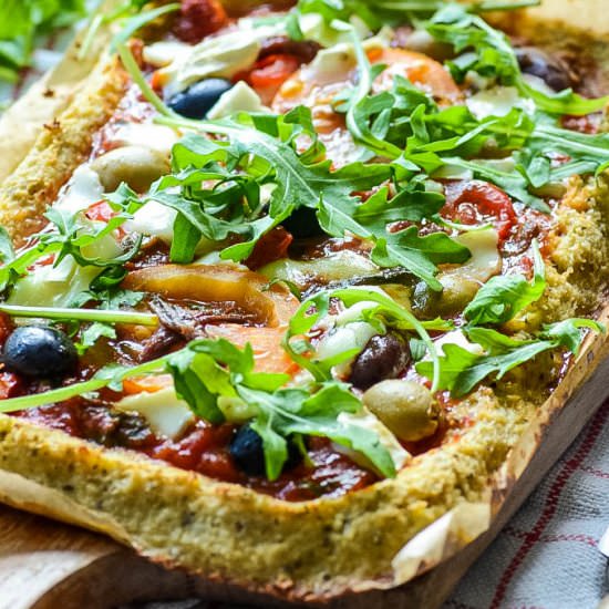 Cauliflower Pizza base - Recipe photo by larderlove