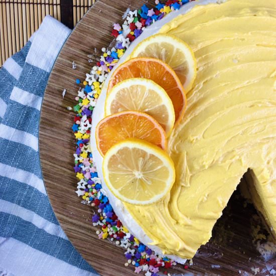 Whipped Lemon Frosted Boxed Cake - Recipe photo by chefpriyanka