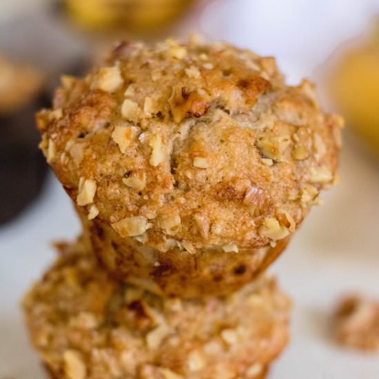 Sky High Banana Walnut Muffins - Recipe photo by lifestyleofafoodie