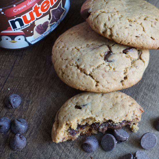 Nutella Stuffed Choco Chip Cookies - Recipe photo by livelaughlove