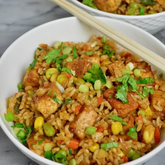 VEGGIE TOFU FRIED RICE - Recipe photo by myvegetarianroots