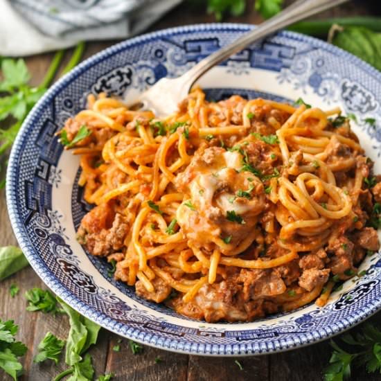 Spaghetti Casserole - Recipe photo by The Seasoned Mom
