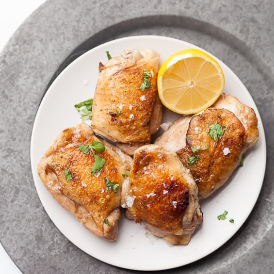 Crispy Sous Vide Chicken Thighs - Recipe photo by thymeandjoy