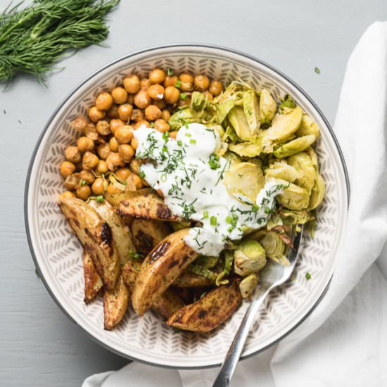 Dill Roasted Chickpeas & Potatoes - Recipe photo by infinebalance